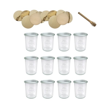 Słoiki WECK x12 / drewniane wieko, nabierak słoik 160ml MOLD