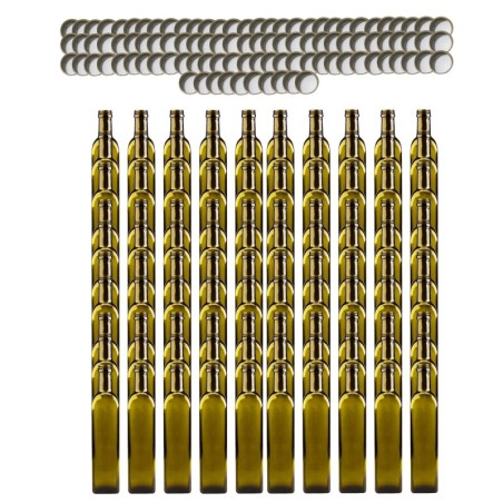 Butelki 500 ml maraski kwadratowe zielone na olej oliwę fi31 100szt NAKRĘTKI