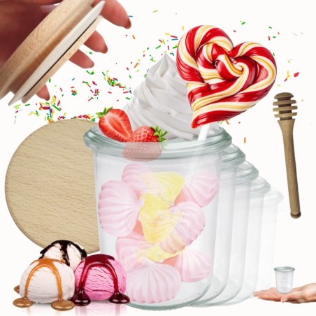 Słoiki WECK x6 / drewniane wieko, nabierak słoik 160ml MOLD