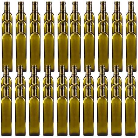 Butelki 500 ml maraski kwadratowe zielone na oliwę fi31 60szt BEZ NAKRETEK