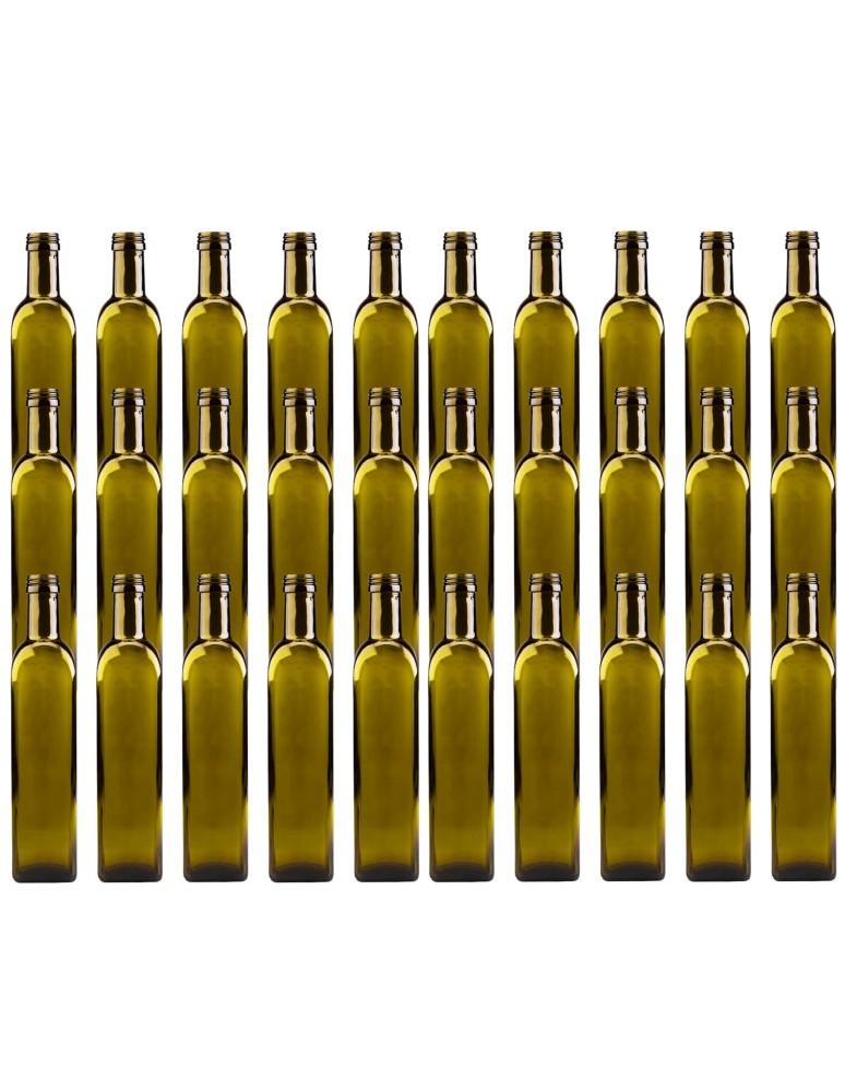 Szklane butelki na alkohol - galoniki - Butelki 500 ml maraski kwadratowe zielone na oliwę fi31 30szt BEZ NAKRETEK - product MODO24.PL 2