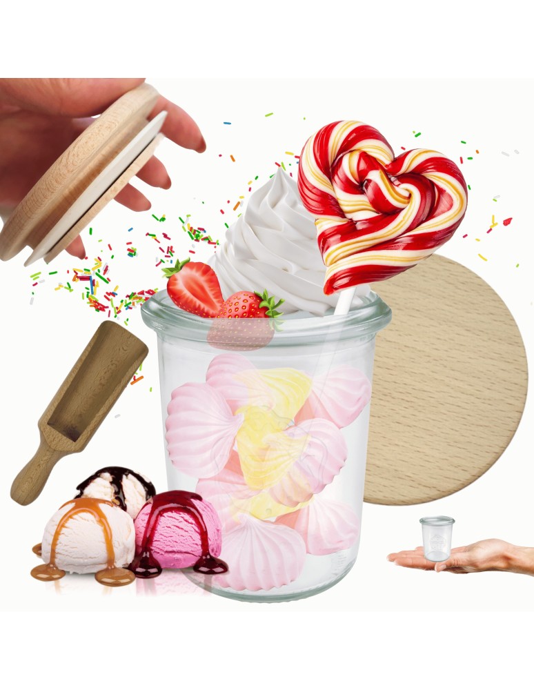 Słoiki i butelki - Słoiki WECK / drewniane wieko, miarka słoik 160ml MOLD - produkt MODO24.PL 1