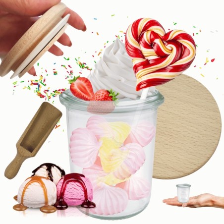 Słoiki WECK / drewniane wieko, miarka słoik 160ml MOLD