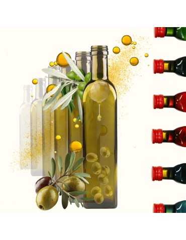 Butelki 500 ml maraski kwadratowe zielone na oliwę fi31 10szt BEZ NAKRETEK