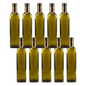 Butelki 500 ml maraski kwadratowe zielone na oliwę fi31 10szt BEZ NAKRETEK