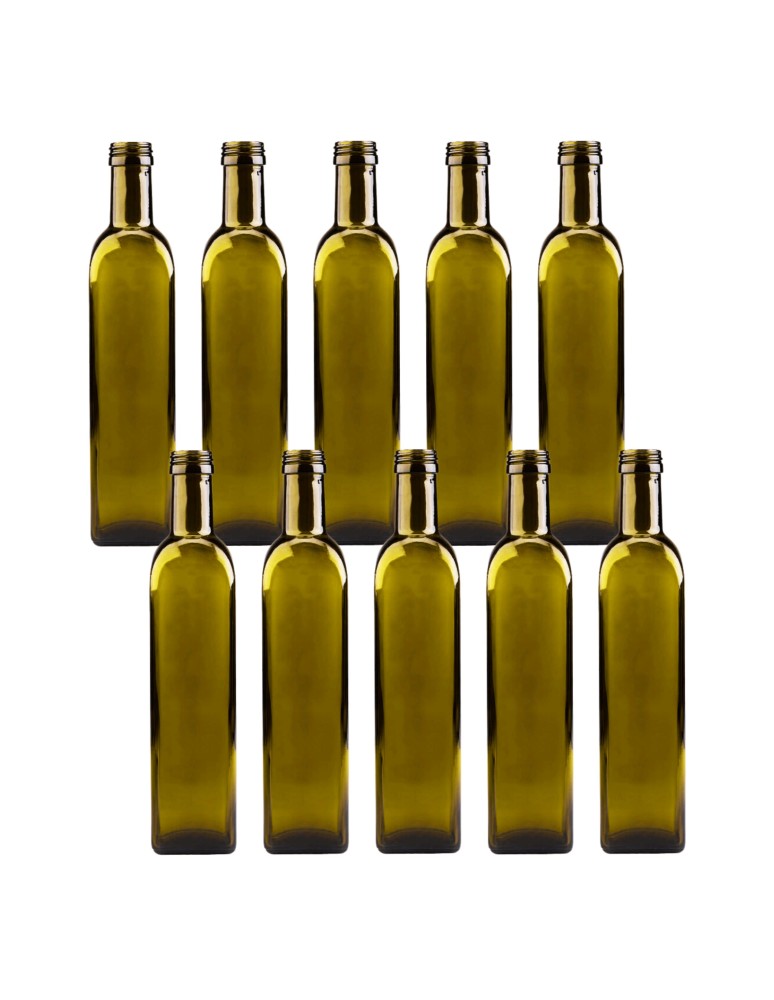 Szklane butelki na alkohol - galoniki - Butelki 500 ml maraski kwadratowe zielone na oliwę fi31 10szt BEZ NAKRETEK - product MODO24.PL 2