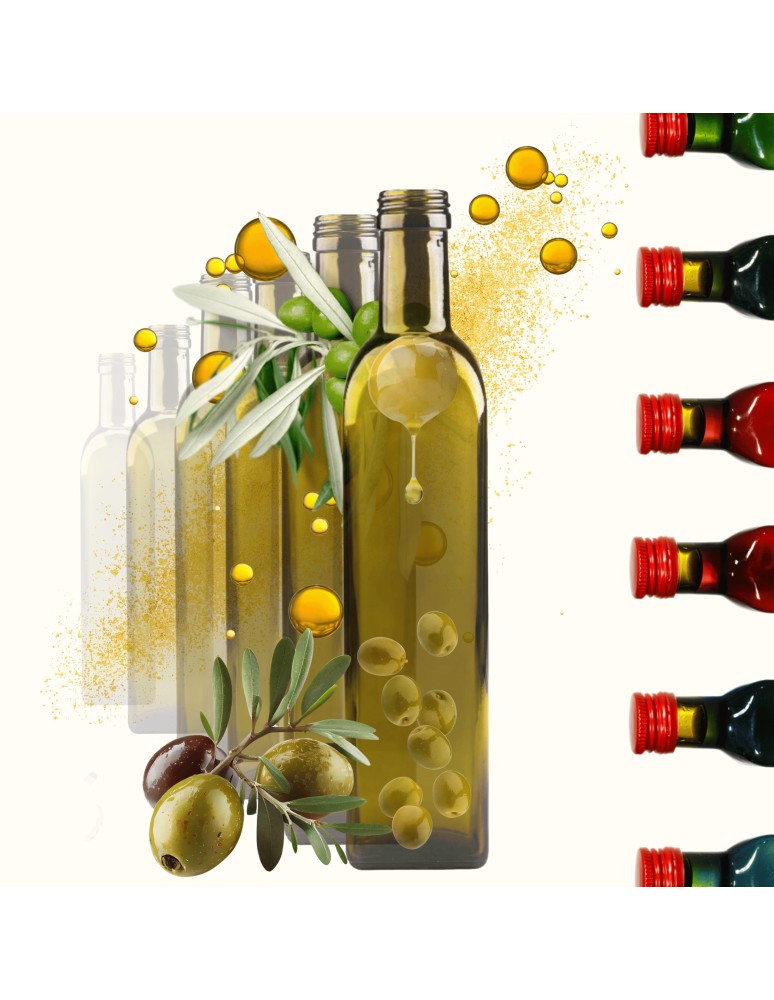 Szklane butelki na alkohol - galoniki - Butelki 500 ml maraski kwadratowe zielone na oliwę fi31 6szt BEZ NAKRETEK - produkt MODO24.PL 1
