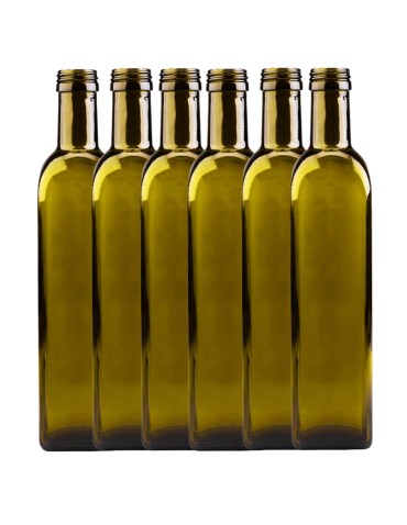 Butelki 500 ml maraski kwadratowe zielone na oliwę fi31 6szt BEZ NAKRETEK - produkt 2