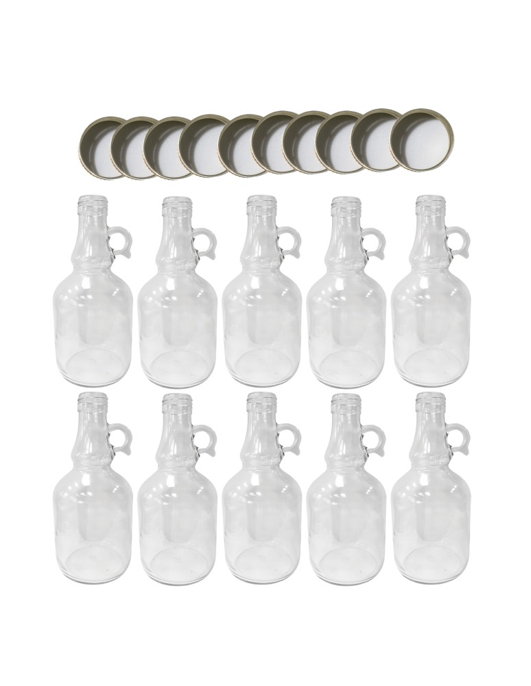 Szklane butelki na alkohol - galoniki - Butelki 500 ml galon z uchwytem soki na olej oliwę fi31 10szt NAKRĘTKI - product MODO24.PL 2