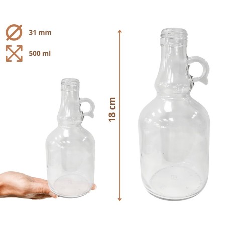 Butelki 500 ml galon z uchwytem soki na olej oliwę fi31 6szt NAKRĘTKI