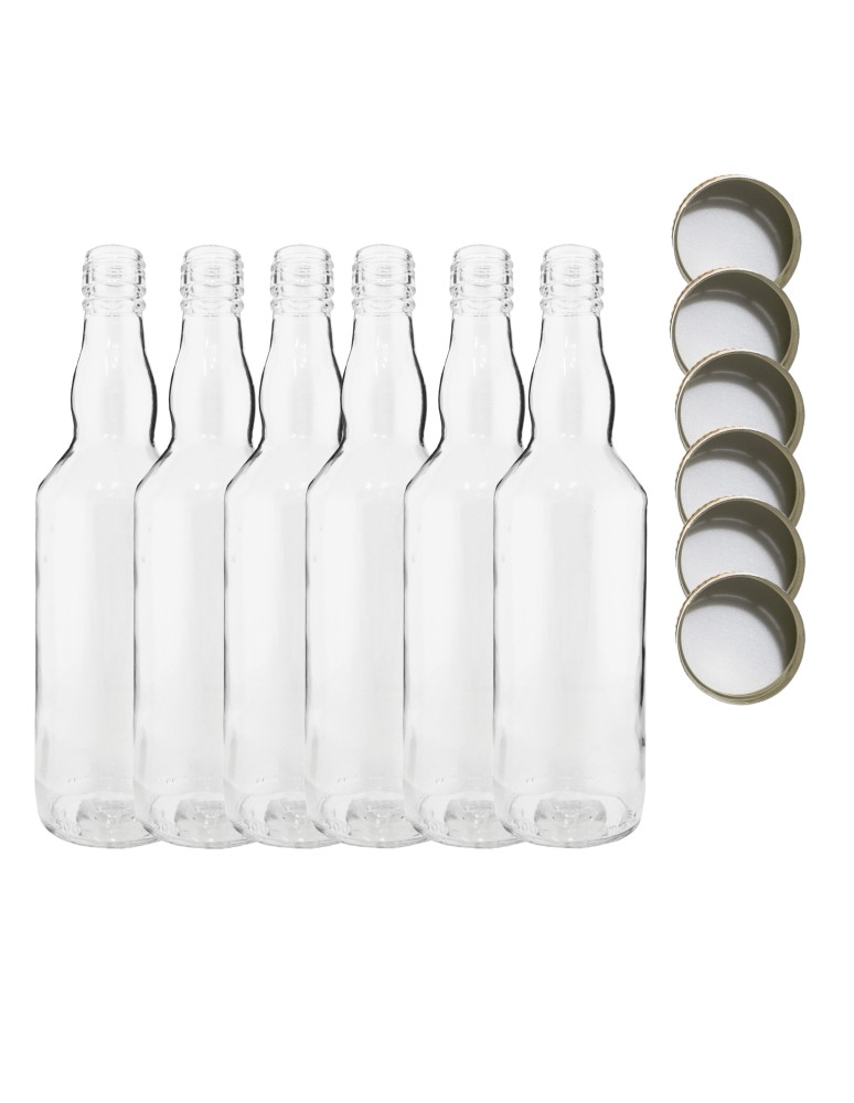 Szklane butelki na alkohol - galoniki - Butelki 500 ml na sok nalewkę syrop tradycyjne fi28 6szt NAKRĘTKI - product MODO24.PL 2