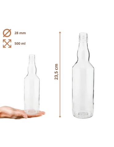 Szklane butelki na alkohol - galoniki - Butelki 500 ml na sok nalewkę syrop tradycyjne fi28 10szt BEZ NAKRETEK - product 3
