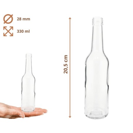 Butelki 330 ml na sok nalewkę syrop tradycyjne fi28 6szt NAKRĘTKI