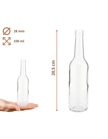 Szklane butelki na alkohol - galoniki - Butelki 330 ml na sok nalewkę syrop tradycyjne fi28 60szt BEZ NAKRETEK - product 3