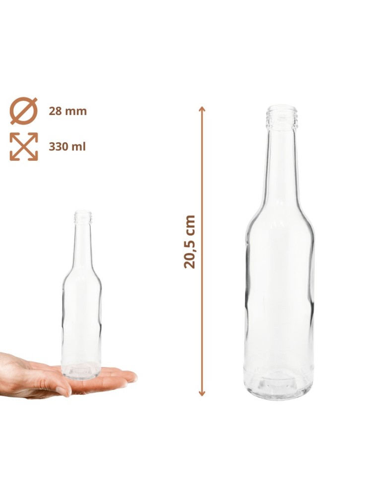 Szklane butelki na alkohol - galoniki - Butelka 330 ml na sok nalewkę nalewki syrop syropy fi28 1szt BEZ NAKRETKI - product MODO24.PL 3