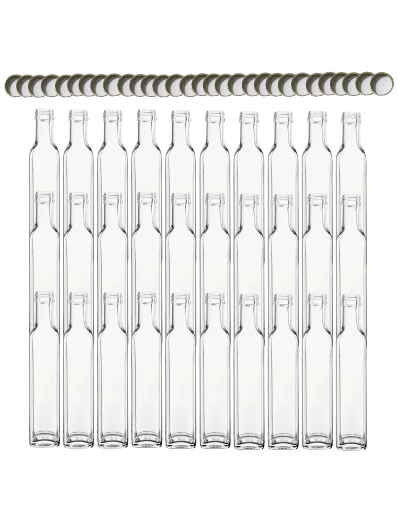 Szklane butelki na alkohol - galoniki - Butelki 250 ml maraski kwadratowe soki na olej oliwę fi31 30szt NAKRĘTKI - product MODO24.PL 2