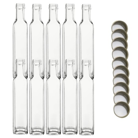 Butelki 250 ml maraski kwadratowe soki na olej oliwę fi31 10szt NAKRĘTKI