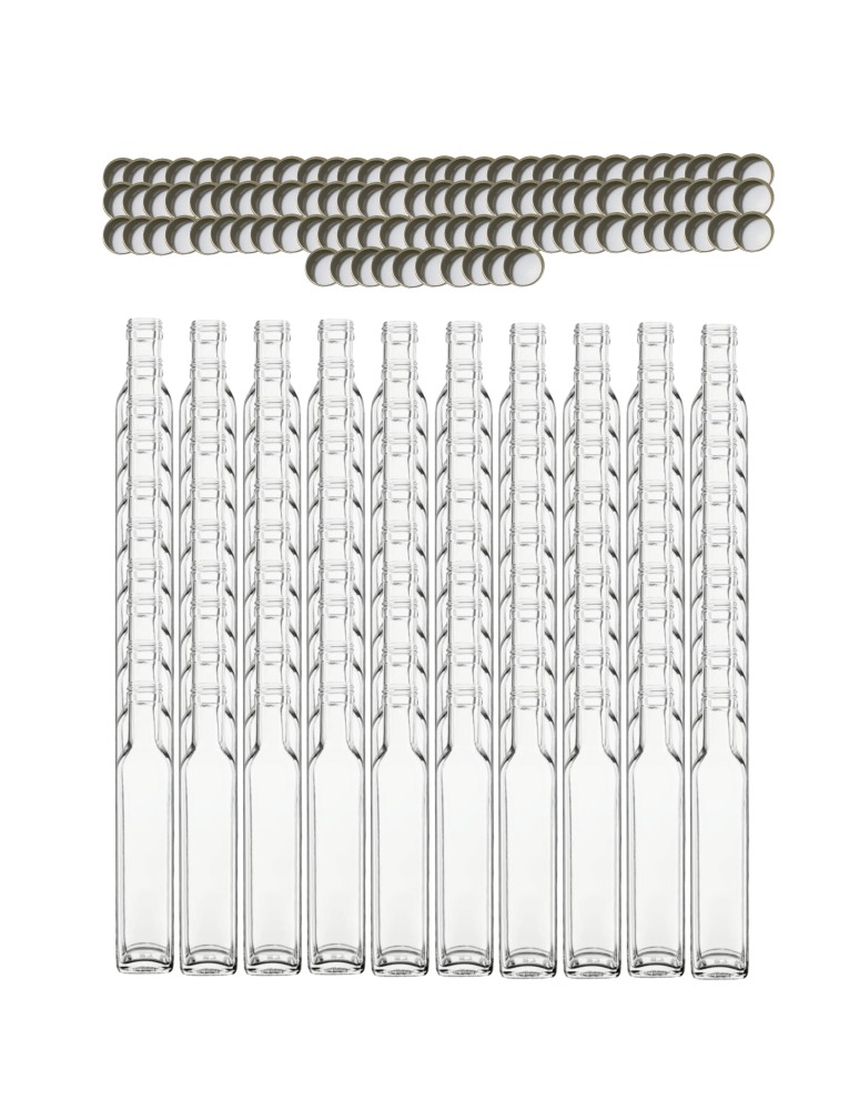 Szklane butelki na alkohol - galoniki - Butelki 250 ml maraski kwadratowe soki na olej oliwę fi31 100szt NAKRĘTKI - product MODO24.PL 2