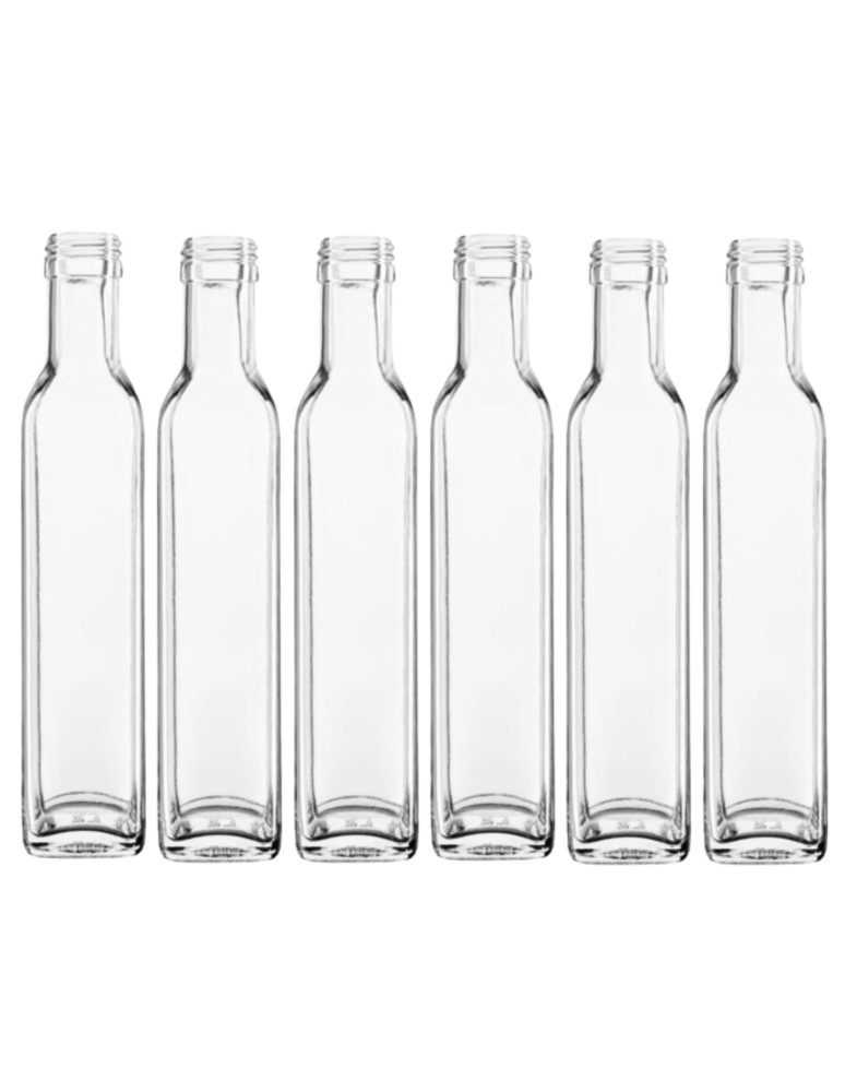 Szklane butelki na alkohol - galoniki - Butelki 250 ml maraski kwadratowe soki na olej oliwę fi31 6szt BEZ NAKRETEK - product MODO24.PL 2