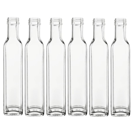 Butelki 250 ml maraski kwadratowe soki na olej oliwę fi31 6szt BEZ NAKRETEK