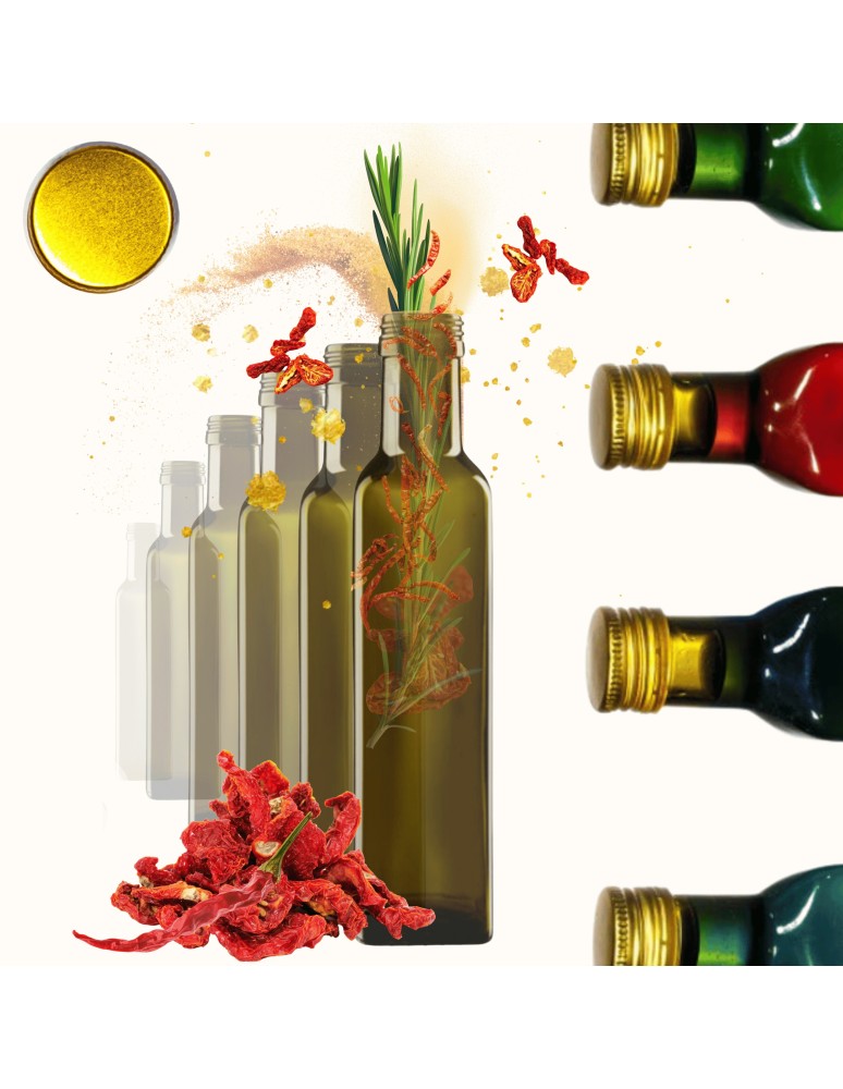Szklane butelki na alkohol - galoniki - Butelki 250 ml maraski kwadratowe zielone na olej oliwę fi31 60szt NAKRĘTKI - produkt MODO24.PL 1