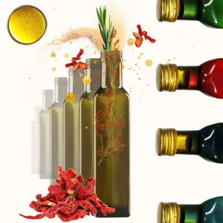 Butelki 250 ml maraski kwadratowe zielone na olej oliwę fi31 30szt NAKRĘTKI