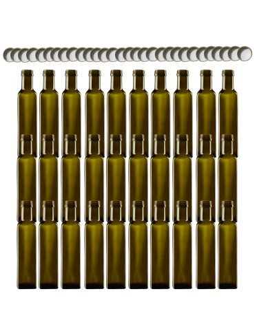 Butelki 250 ml maraski kwadratowe zielone na olej oliwę fi31 30szt NAKRĘTKI - produkt 2