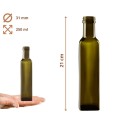 Butelki 250 ml maraski kwadratowe zielone na olej oliwę fi31 30szt NAKRĘTKI