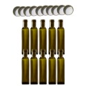 Butelki 250 ml maraski kwadratowe zielone na olej oliwę fi31 10szt NAKRĘTKI
