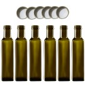 Butelki 250 ml maraski kwadratowe zielone na olej oliwę fi31 6szt NAKRĘTKI
