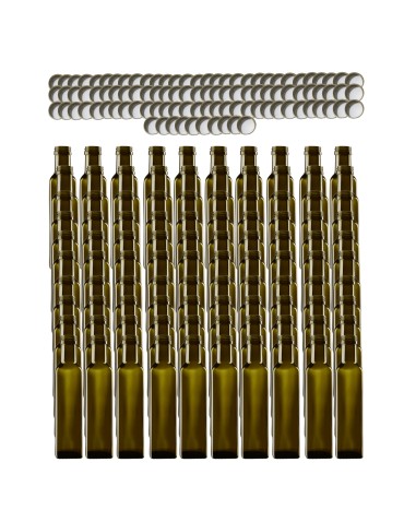 Butelki 250ml maraski kwadratowe zielone na olej oliwę fi31 100szt NAKRĘTKI - produkt 2