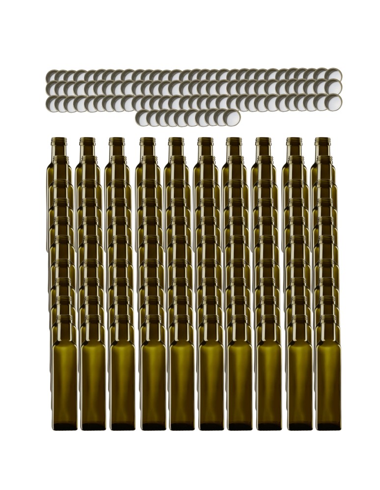 Szklane butelki na alkohol - galoniki - Butelki 250ml maraski kwadratowe zielone na olej oliwę fi31 100szt NAKRĘTKI - product MODO24.PL 2