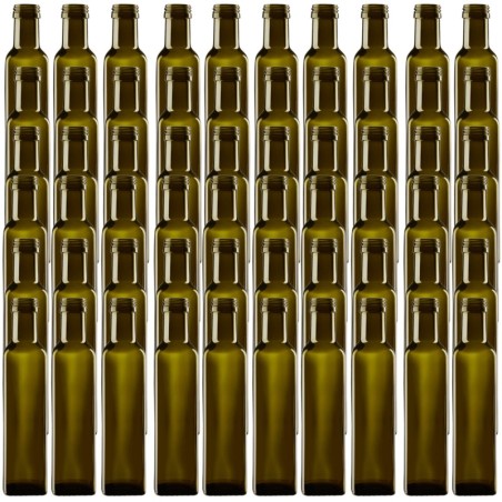 Butelki 250 ml maraski kwadratowe zielone oliwa fi31 60szt BEZ NAKRETEK