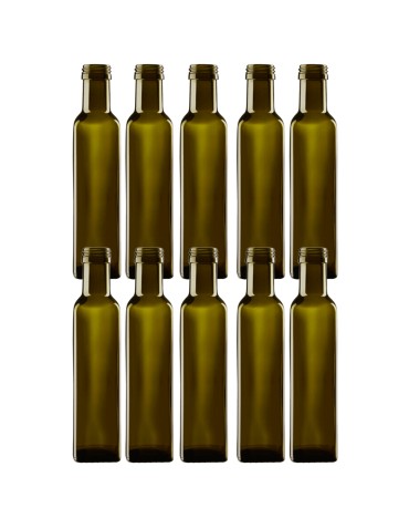Butelki 250 ml maraski kwadratowe zielone oliwa fi31 10szt BEZ NAKRETEK - produkt 2