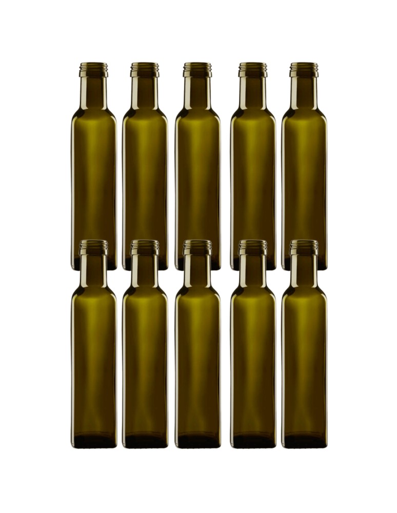 Szklane butelki na alkohol - galoniki - Butelki 250 ml maraski kwadratowe zielone oliwa fi31 10szt BEZ NAKRETEK - product MODO24.PL 2