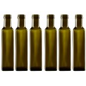 Butelki 250 ml maraski kwadratowe zielone oliwa fi31 6szt BEZ NAKRETEK