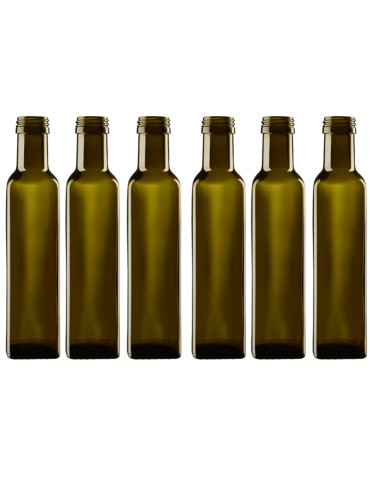 Butelki 250 ml maraski kwadratowe zielone oliwa fi31 6szt BEZ NAKRETEK - produkt 2
