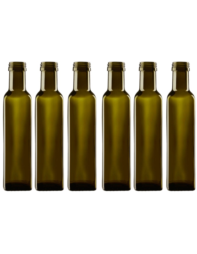 Szklane butelki na alkohol - galoniki - Butelki 250 ml maraski kwadratowe zielone oliwa fi31 6szt BEZ NAKRETEK - product MODO24.PL 2