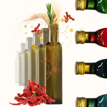 Butelki 250 ml maraski kwadratowe zielone oliwa fi31 100szt BEZ NAKRETEK