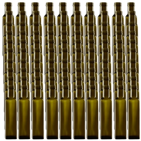 Butelki 250 ml maraski kwadratowe zielone oliwa fi31 100szt BEZ NAKRETEK