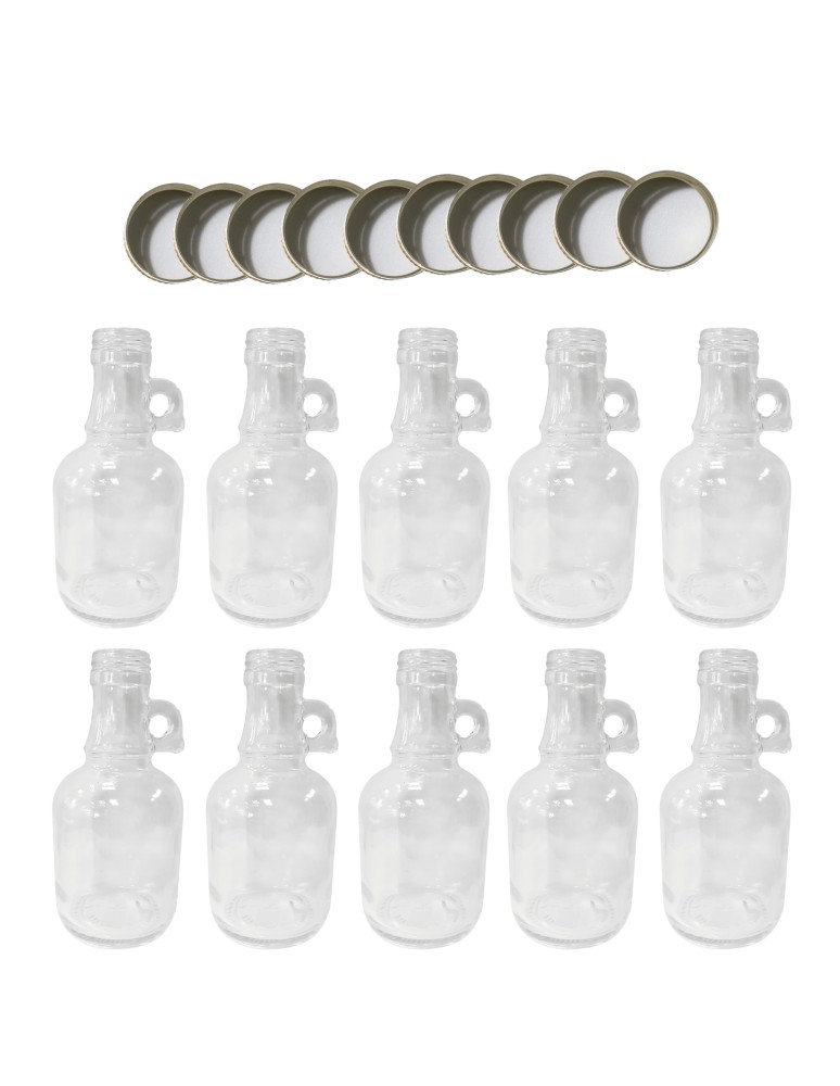 Szklane butelki na alkohol - galoniki - Butelki 250 ml galon z uchwytem soki na olej oliwę fi31 10szt NAKRĘTKI - product MODO24.PL 2