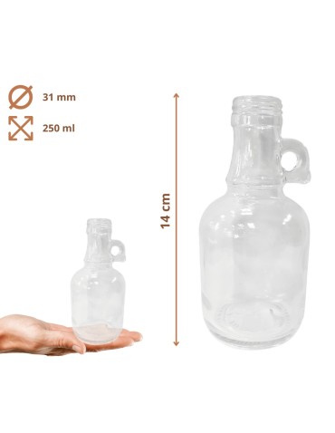 Szklane butelki na alkohol - galoniki - Butelka 250 ml galon z uchwytem soki na olej oliwę fi31 1szt NAKRĘTKA - product 3