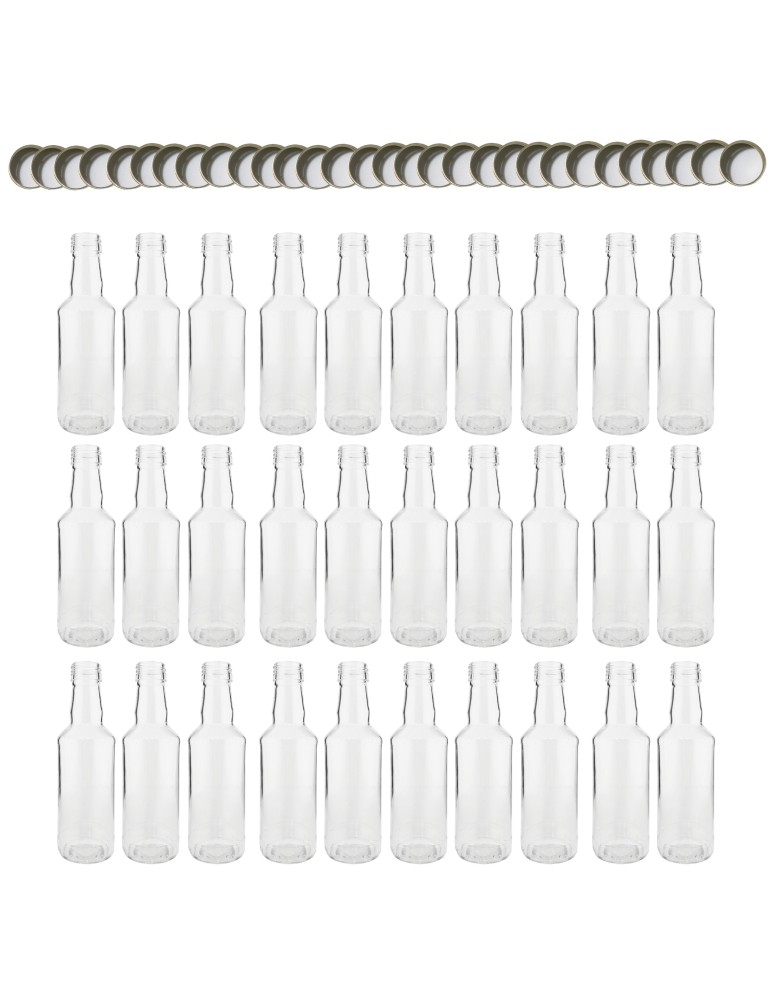 Szklane butelki na alkohol - galoniki - Butelki 200 ml na sok nalewkę syrop tradycyjne fi28 30szt NAKRĘTKI - product MODO24.PL 2