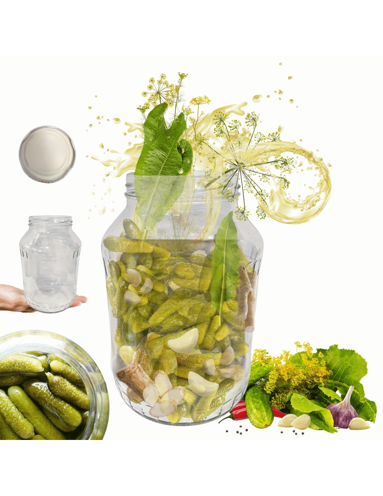 Słoiki - Słoik 1500ml 1,5l na ogórki małosolne soki nalewki kompot 1szt. 82mm PZH - produkt MODO24.PL 1