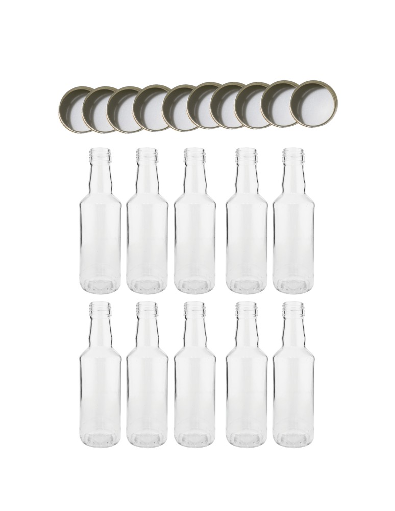 Szklane butelki na alkohol - galoniki - Butelki 200 ml na sok nalewkę syrop tradycyjne fi28 10szt NAKRĘTKI - product MODO24.PL 2
