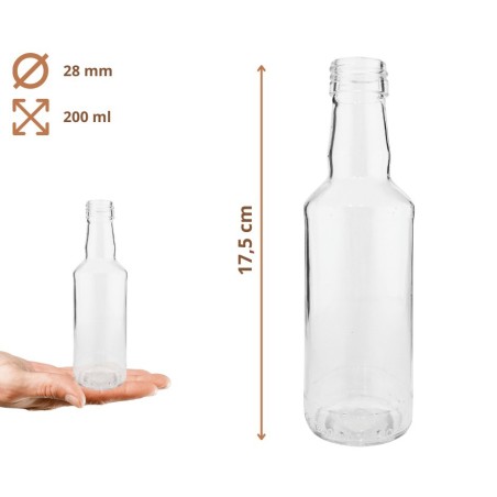 Butelki 200 ml na sok nalewkę syrop tradycyjne fi28 10szt NAKRĘTKI