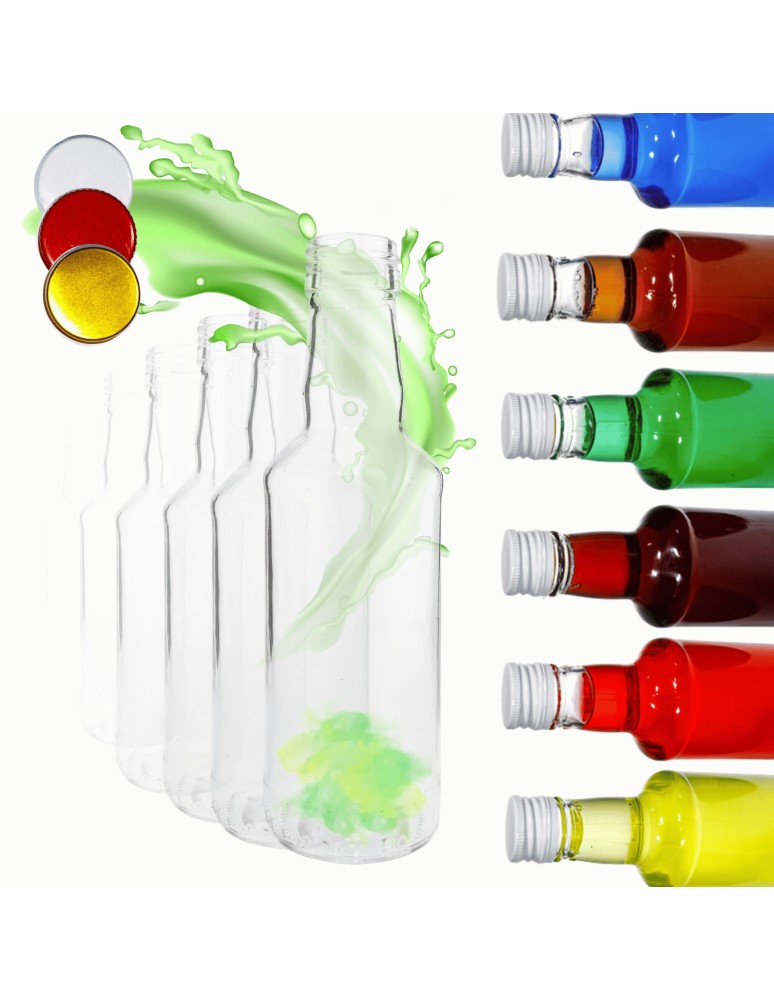 Szklane butelki na alkohol - galoniki - Butelki 200 ml na sok nalewkę syrop tradycyjne fi28 6szt NAKRĘTKI - produkt MODO24.PL 1