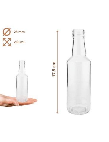 Szklane butelki na alkohol - galoniki - Butelki 200 ml na sok nalewkę syrop tradycyjne fi28 6szt BEZ NAKRETEK - product 3