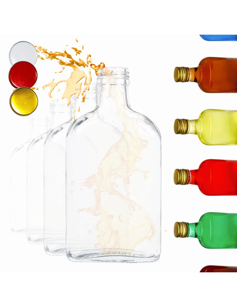 Szklane butelki na alkohol - galoniki - Butelki 200 ml piersiówki kieszonkowe na sok nalewki fi28 30szt NAKRĘTKI - produkt MODO24.PL 1