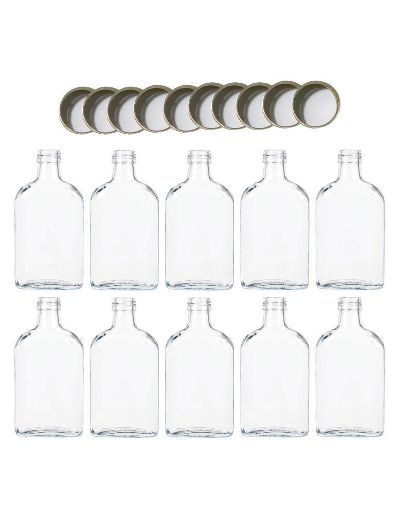 Szklane butelki na alkohol - galoniki - Butelki 200 ml piersiówki kieszonkowe na sok nalewki fi28 10szt NAKRĘTKI - product MODO24.PL 2